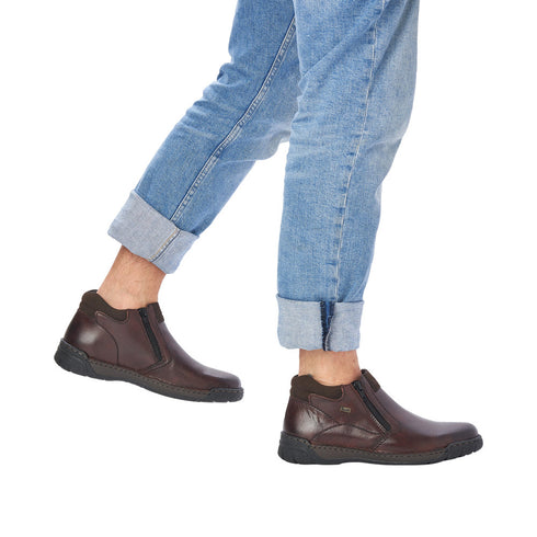 Ghete casual, barbati, RIEKER, TEX ANTISTRESS, B0392-25 maro, piele naturala